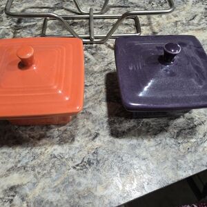 Fiestaware Square Ceramic Dish Set - Orange and Purple